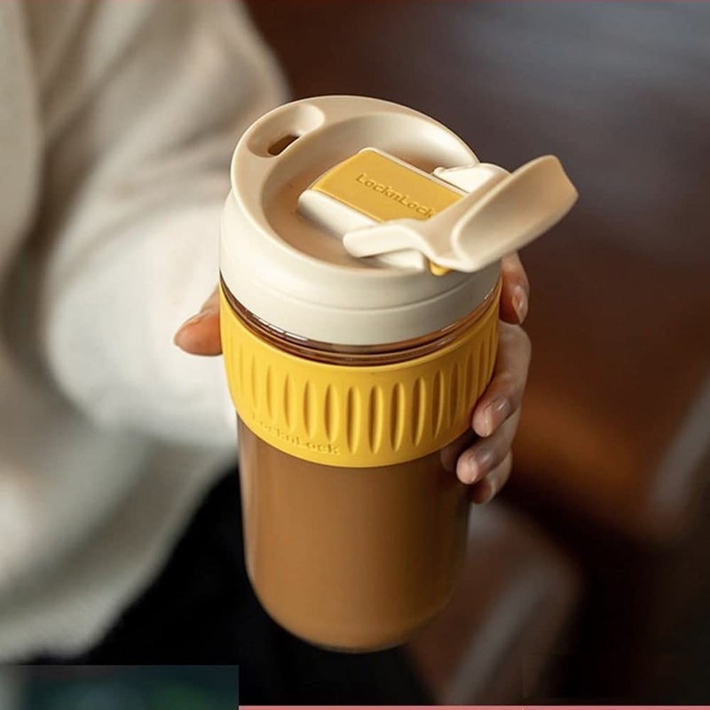 JYOT CREATION Dual Shaker Glass Mug with Lid and Straw Coffee Tumbler Mug AntiSlip Silicone BandLeakProof Travel Cup Sipper Bottle for Hot Cold Drinks Multi Color 500ml - Image 4