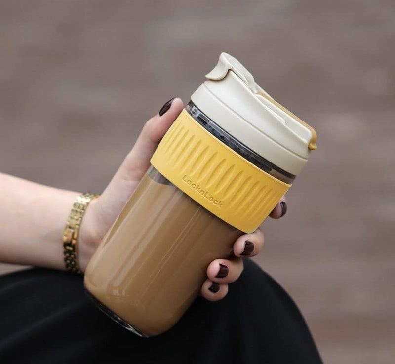 JYOT CREATION Dual Shaker Glass Mug with Lid and Straw Coffee Tumbler Mug AntiSlip Silicone BandLeakProof Travel Cup Sipper Bottle for Hot Cold Drinks Multi Color 500ml - Image 2