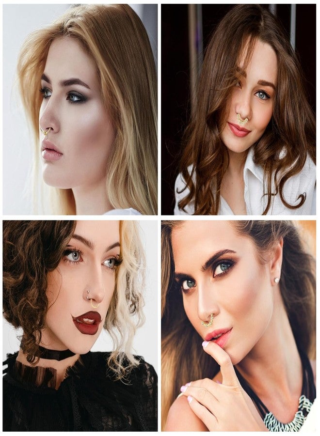 يوليف ٦ قطع من حلقات الأنف المزيفة، حلقة أنف مزيفة ذهبية، حلقة حاجز أنف مزيفة، ثقب حاجز أنف مزيف، حلقات أنف مزيفة، حلقة أنف مزيفة بمشبك، حلقة حاجز أنف مزيفة للنساء بدون ثقب - Image 5