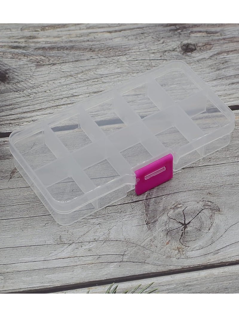 Bukela 4 Pcs 10 Grids 5 Inch x 2.5 Inch Adjustable Small Removable Plastic Jewelry Organizer Divider Storage Box Jewelry Earring Tool Containers (Clear Pink)  - Image 3