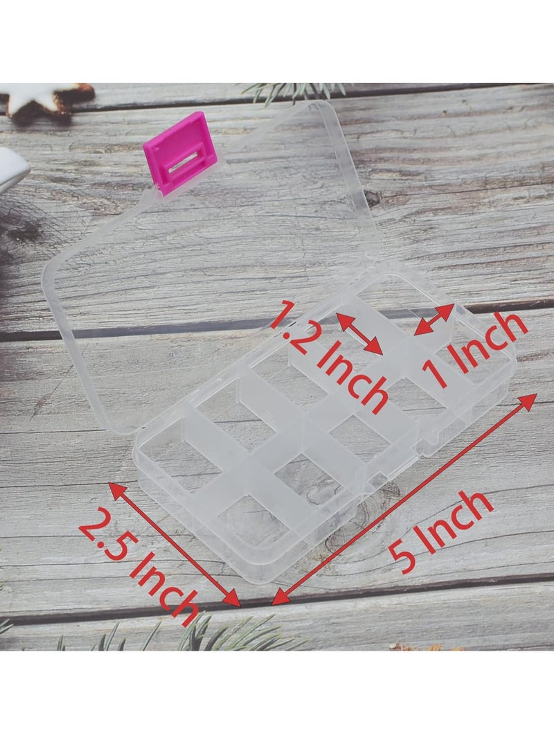 Bukela 4 Pcs 10 Grids 5 Inch x 2.5 Inch Adjustable Small Removable Plastic Jewelry Organizer Divider Storage Box Jewelry Earring Tool Containers (Clear Pink)  - Image 4