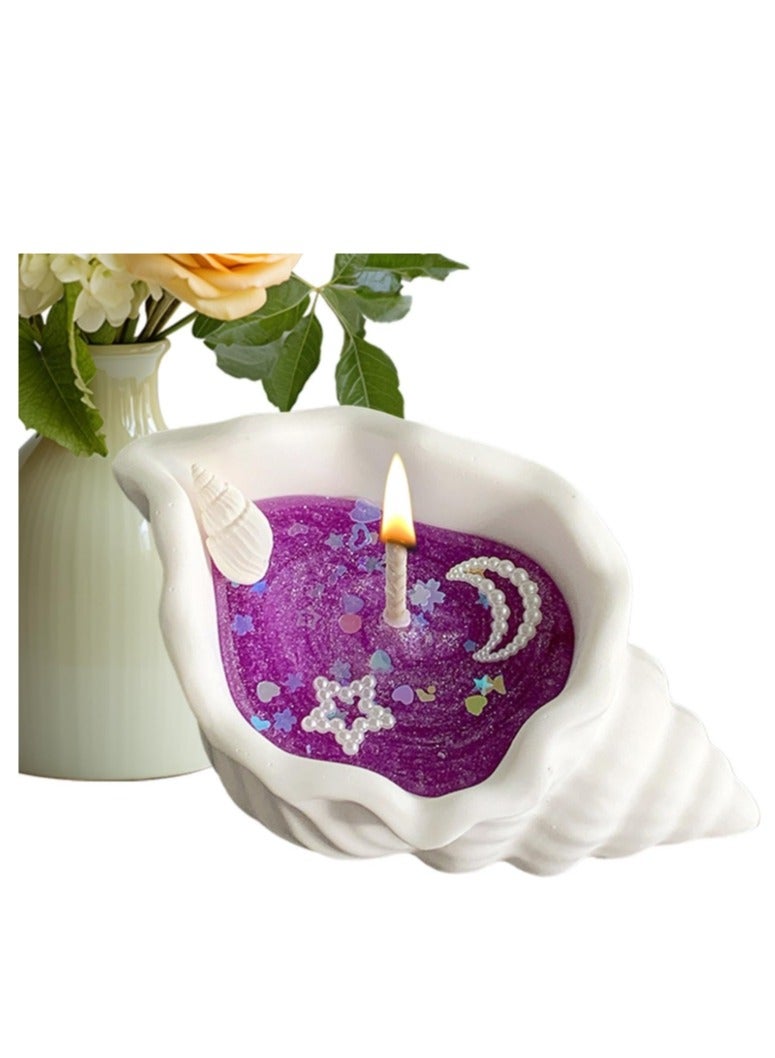 OASIS-TH Whtie Tea Scented Conch Shell Candle, Conch Shell Soy Wax Candles - Aromatherapy Candle - Natural Scented Shell Candle Handmade Stress Relief Candles for Room Decoration  - Image 1