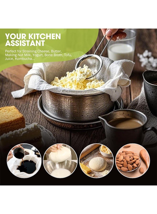 Grade Unbleached Pure Cotton Muslin, Precut Reusable Washable Fine Mesh Hemmed Cheese Cloths - for Straining, Cooking, Cheese Making(90cm*90cm) - Image 3