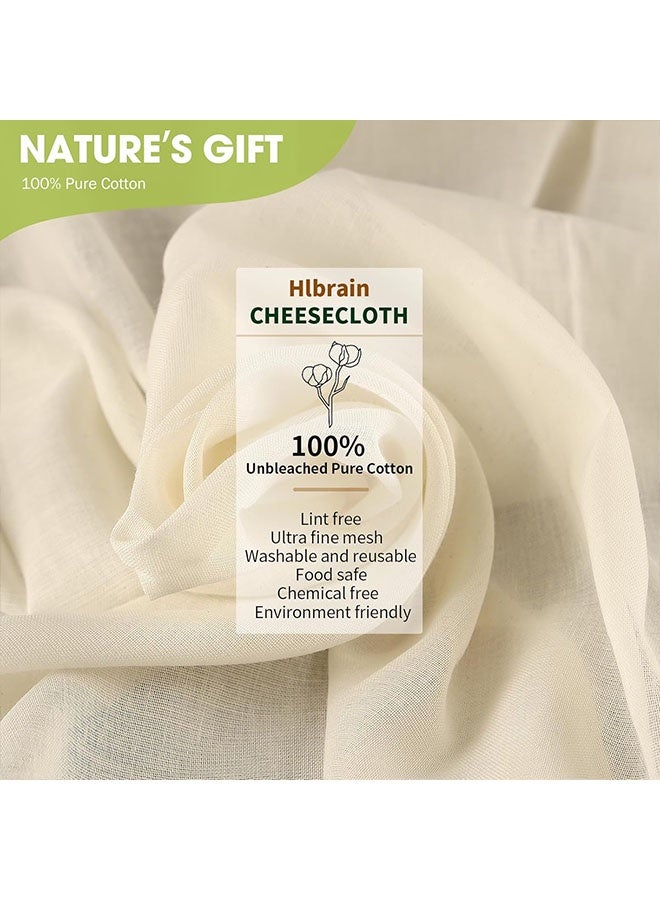 Grade Unbleached Pure Cotton Muslin, Precut Reusable Washable Fine Mesh Hemmed Cheese Cloths - for Straining, Cooking, Cheese Making(90cm*90cm) - Image 5