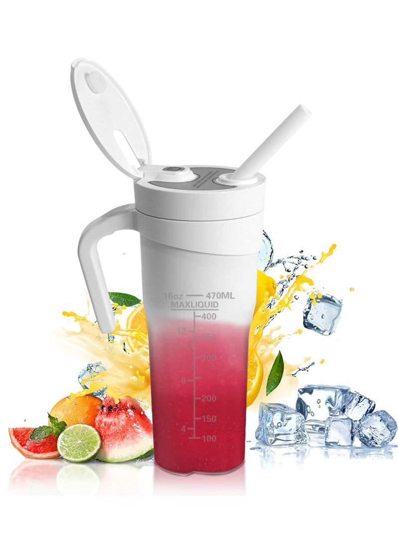 NIBEMINENT Portable Blender USB Rechargeable Personal Size Juice Cup with Convenient handle, Travel Juicer Cupz，Portable Fruit Cup，For home Travel Sports Office School 150W  - Image 1