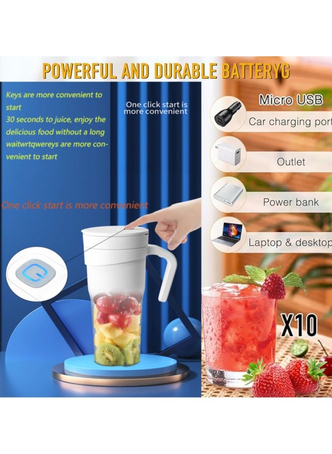 NIBEMINENT Portable Blender USB Rechargeable Personal Size Juice Cup with Convenient handle, Travel Juicer Cupz，Portable Fruit Cup，For home Travel Sports Office School 150W  - Image 4