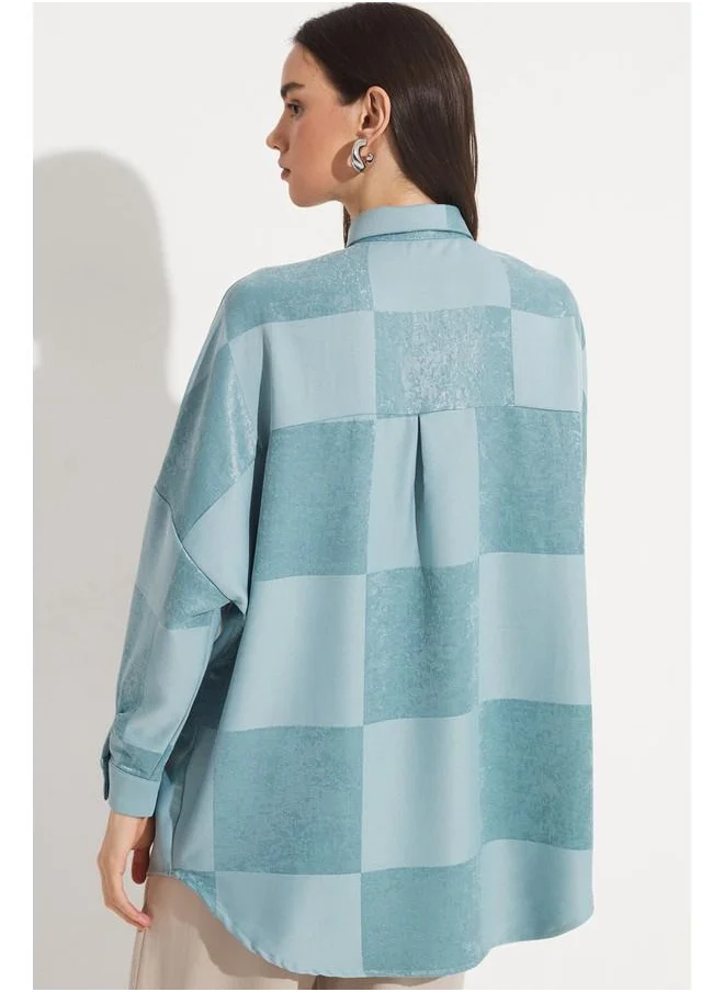 جون June Exclusive Square Patterned Shirt