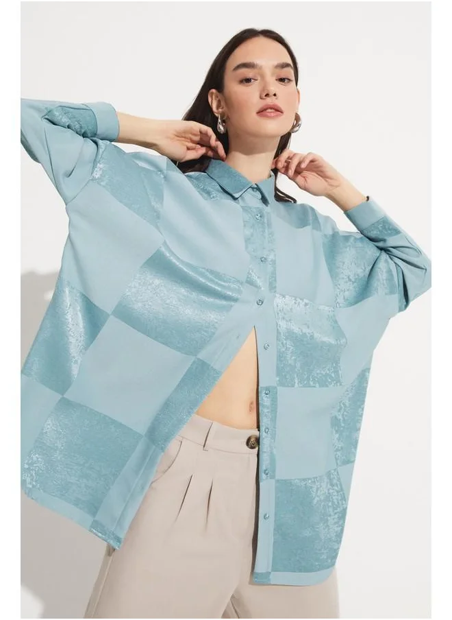 جون June Exclusive Square Patterned Shirt