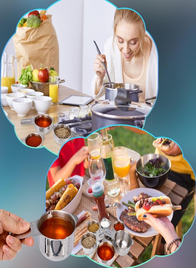 مجموعة أكواب قياس من الفولاذ المقاوم للصدأ مكونة من 8 قطع، بأحجام 16، 8، 6، 5، 4، 3، 2، و1 أونصة. مغرفة قياس معدنية واحدة للمكونات الرطبة والجافة، مثالية للطبخ. أداة مطبخ رائعة، ومغرفة طعام للكلاب. - Image 5
