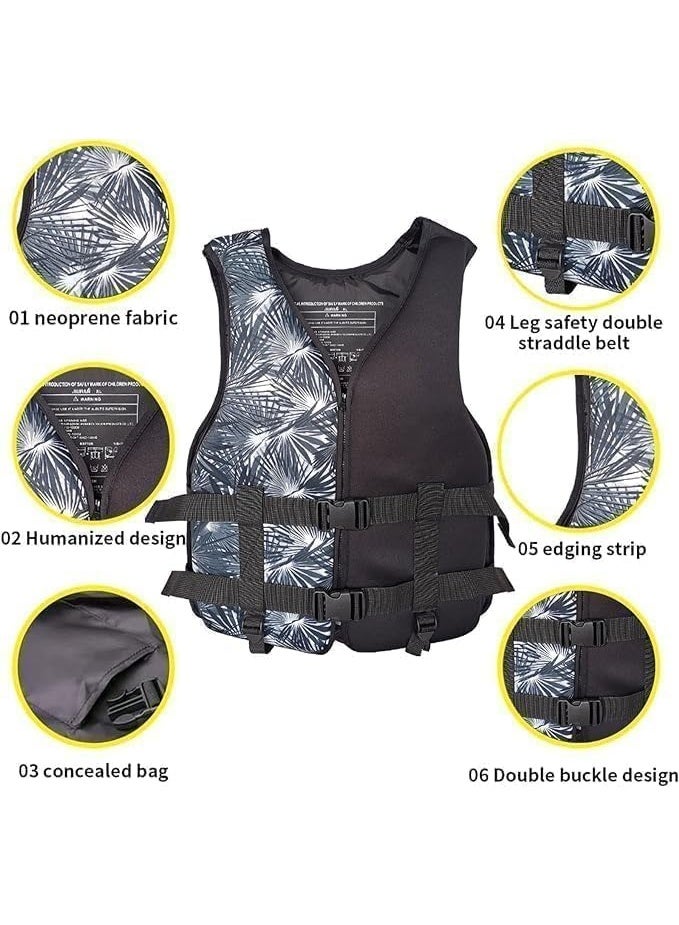 REBENUO Outdoor Adult Swimming vest Adjustable Survival Suit Polyester Vest With Whistle, Size Medium Black. - Image 3