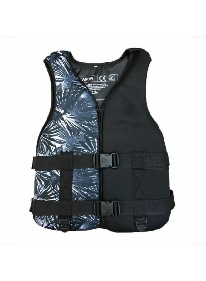 REBENUO Outdoor Adult Swimming vest Adjustable Survival Suit Polyester Vest With Whistle, Size Medium Black. - Image 1