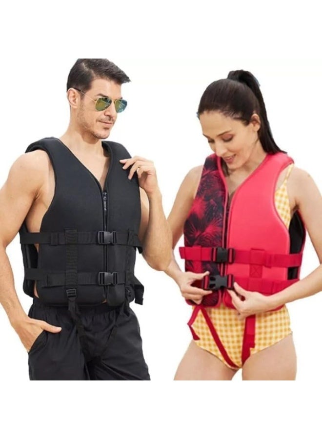 REBENUO Outdoor Adult Swimming vest Adjustable Survival Suit Polyester Vest With Whistle, Size Medium Black. - Image 5