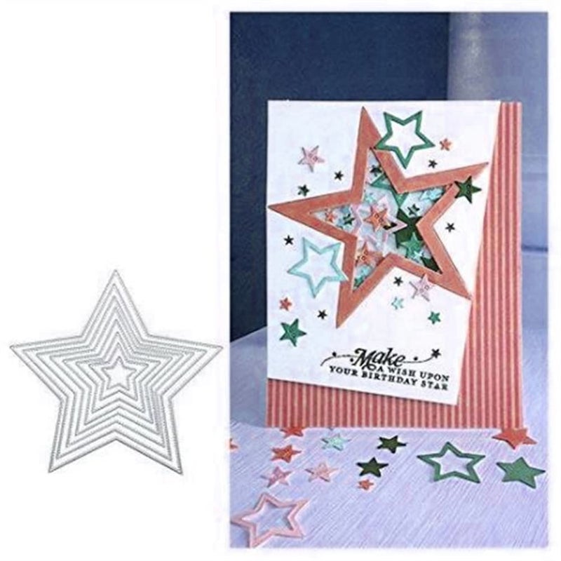 Layers Pentagon Cutting Dies Nesting Star Die Set Layer Star Die Cuts Paper Crafting or DIY Card Making Scrapbooking Photo Album Paper Decorative
