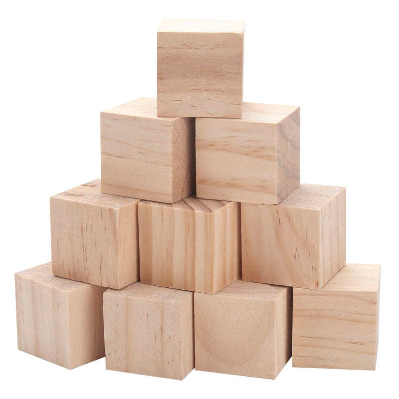 Wooden Blocks for Crafts 15 inch 10 PCS Blank Wood Blocks for Crafts Large Wood Cubes for Baby Shower Crafting DIY Projects Letters Stamps Dice Natural Unfinished Square Wooden Block