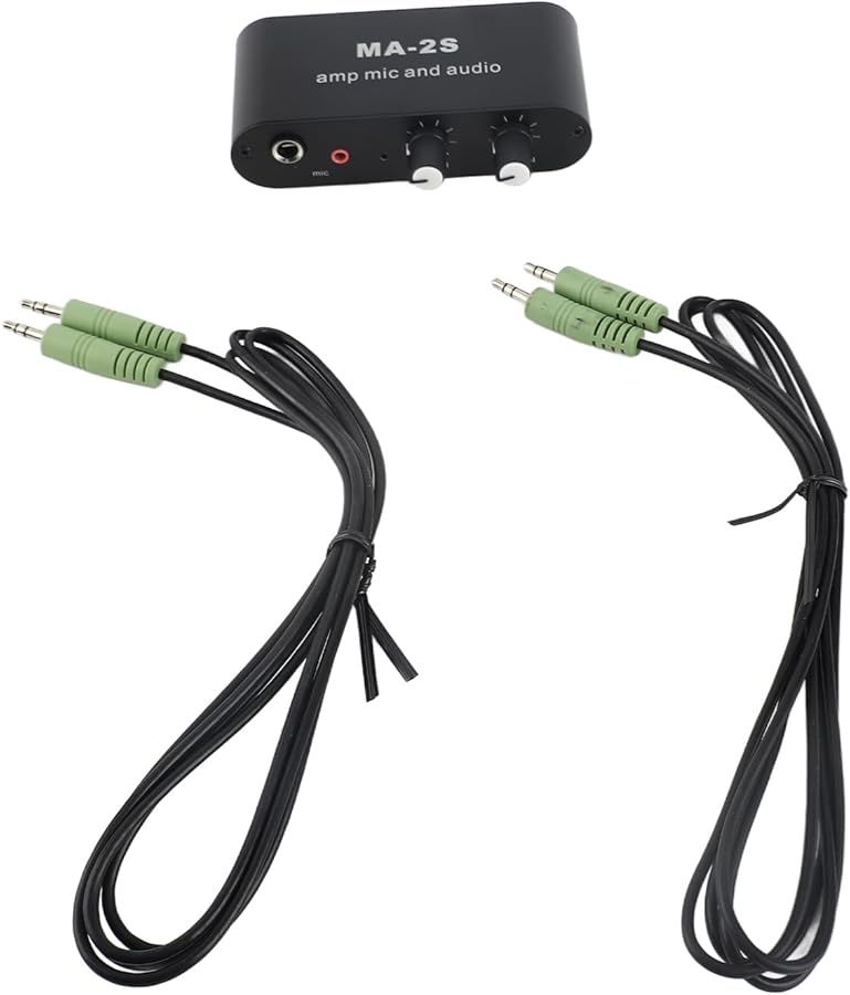 Aluminum ABS Stereo Audio Preamplifier with 3 Output Ports for Loudspeaker Microphone Amplification - Image 2