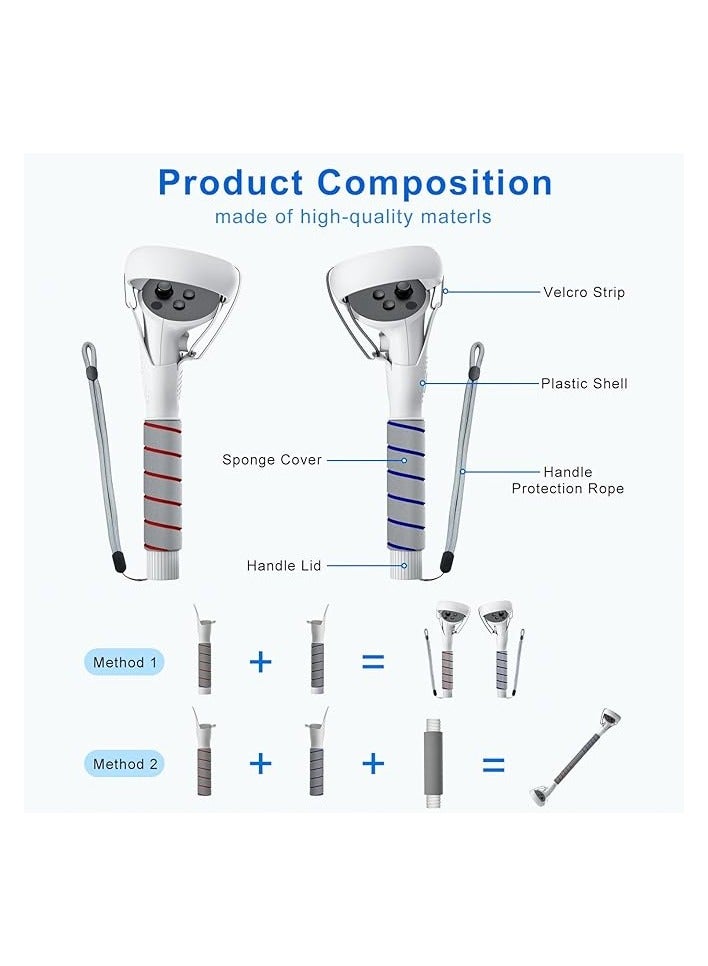 okcsc 2 in 1 Handle Attachment for Oculus Quest 2 & Long Arms, VR Gorilla Tag Long Arms/Stick Extension Grips for Quest 2 Accessories, Anti Sweat Sponge Cover,Compatible with Quest 1/2/Rift S - Image 3