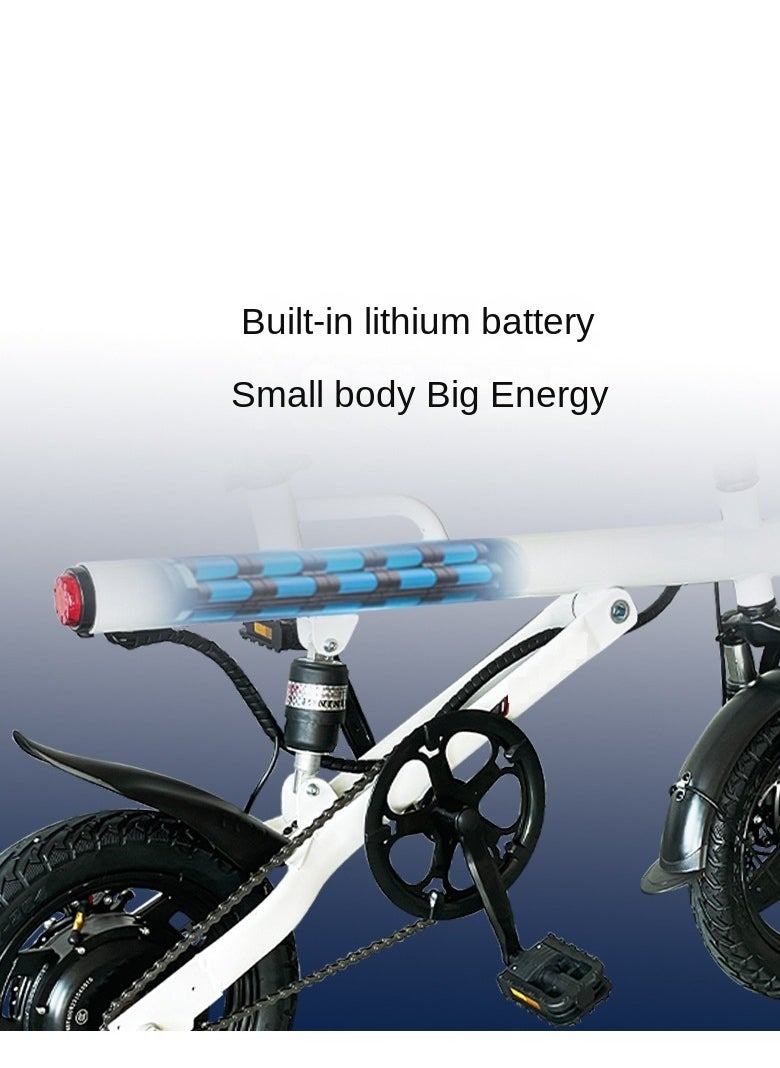 Gasin Adult Electric Folding Bicycle With 400W Motor And 50km Range, Electric Bicycle With 14-inch Vacuum Shock-absorbing tires, Suitable For Commuting, Beach, Snow, Mountain Electric Scooters.  - Image 5