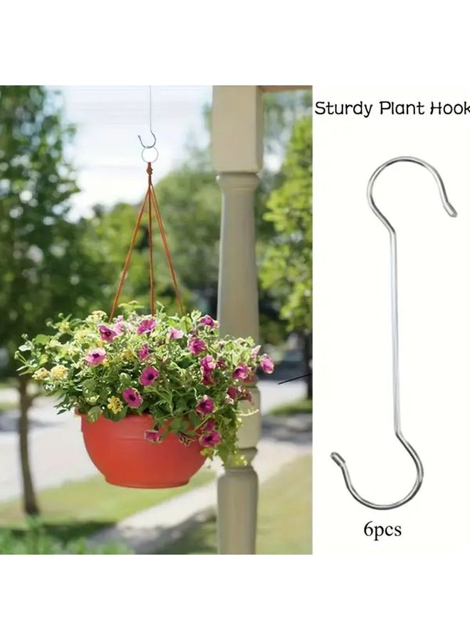 6 قطع خطافات حرف S معدنية متينة مقاس 12 بوصة فائقة الكبر لتعليق السلال ومغذيات الطيور - Image 2