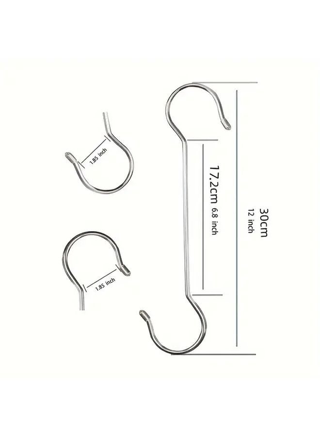 6 قطع خطافات حرف S معدنية متينة مقاس 12 بوصة فائقة الكبر لتعليق السلال ومغذيات الطيور - Image 4