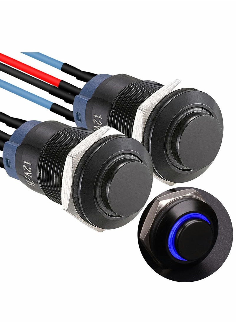 Latching Push Button Switch SPST Pre-Wired 150mm High Round Head Aluminium Alloy 1NO 1 Normally Open with Ring Led Pack