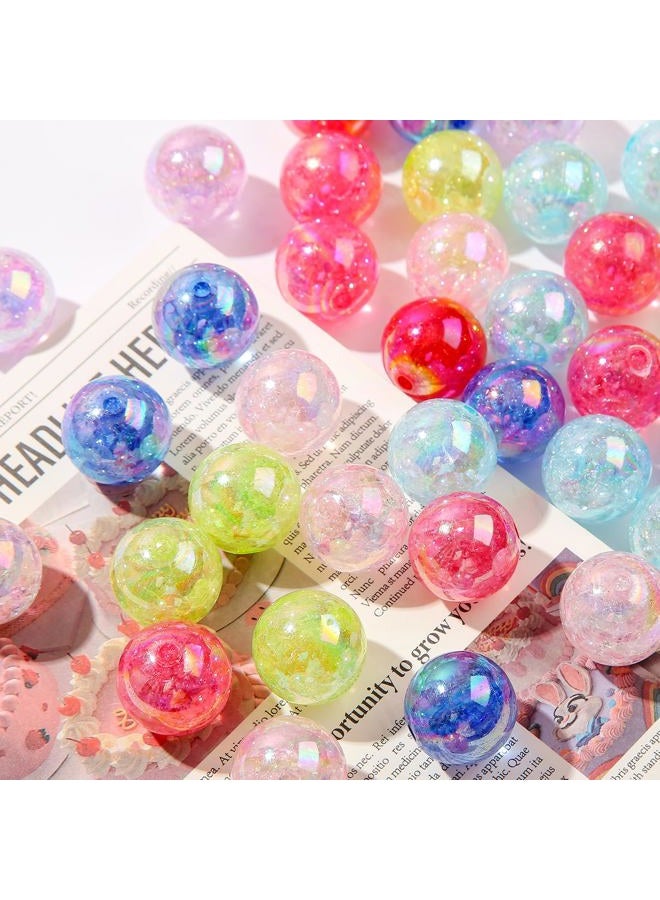ANCADN 20mm Acrylic Beads Transparent Crackle Round Beads Chunky Bubblegum Beads for DIY Jewelry Making (60pcs Crackle) - Image 4