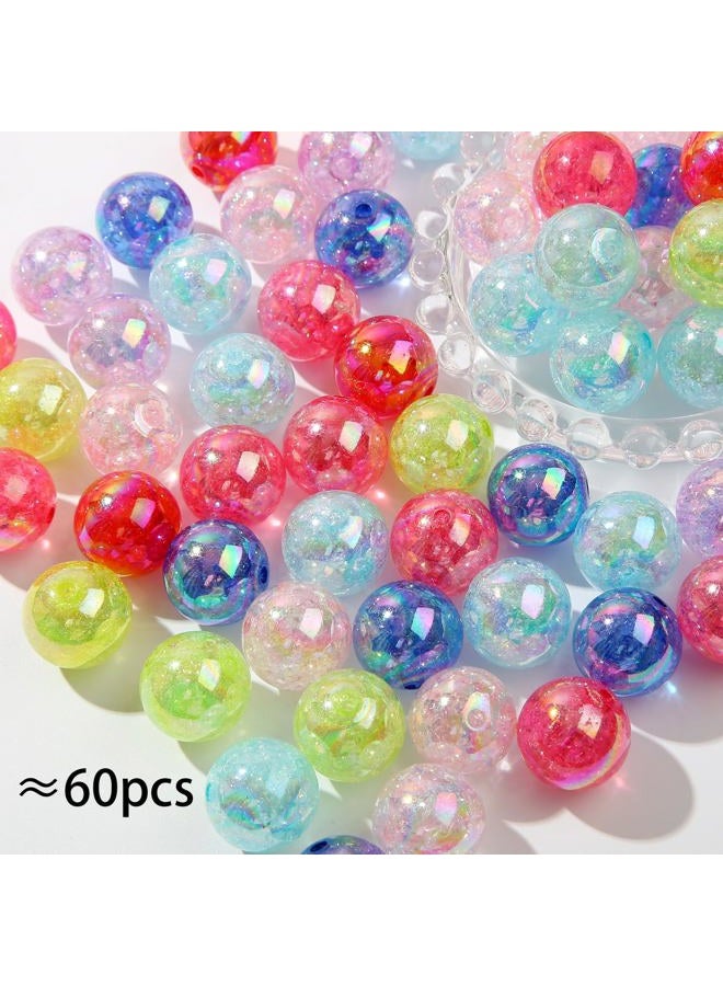 ANCADN 20mm Acrylic Beads Transparent Crackle Round Beads Chunky Bubblegum Beads for DIY Jewelry Making (60pcs Crackle) - Image 2