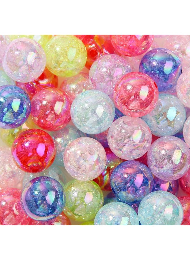 ANCADN 20mm Acrylic Beads Transparent Crackle Round Beads Chunky Bubblegum Beads for DIY Jewelry Making (60pcs Crackle) - Image 1