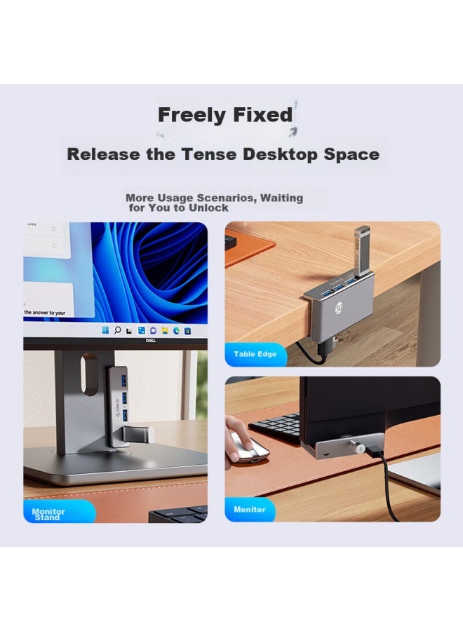 Orico Usb Hub 3.0 Expansion Dock, Aluminum Alloy Clip-on Desktop Laptop High-speed Converter Extension Cable With Power Port, Mh4pu-p - Image 5