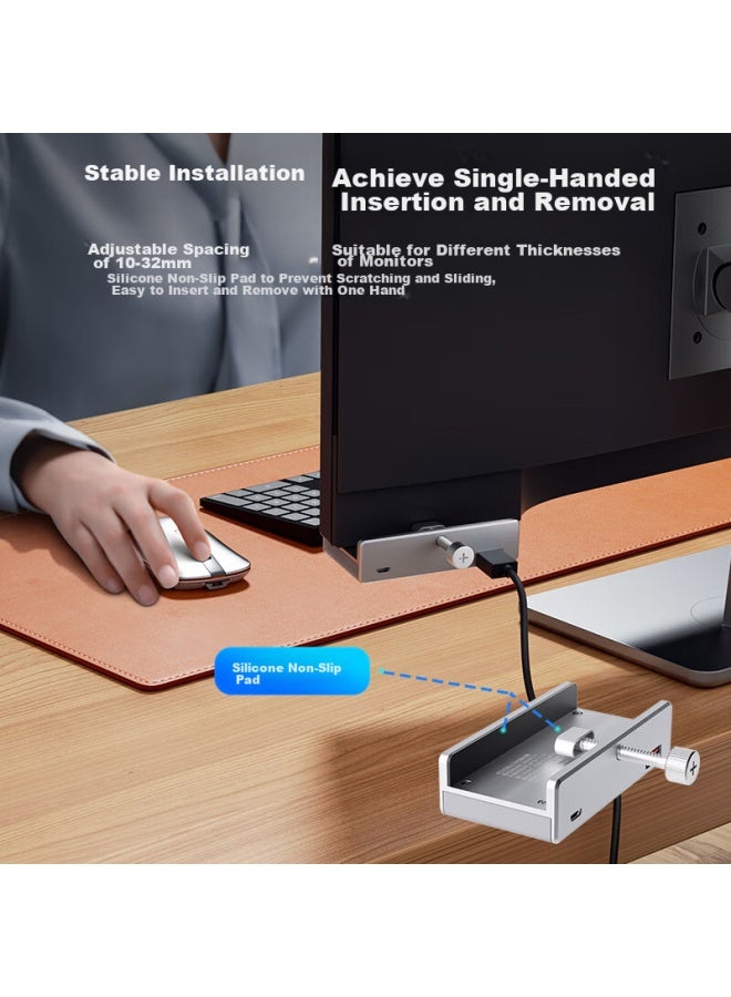 Orico Usb Hub 3.0 Expansion Dock, Aluminum Alloy Clip-on Desktop Laptop High-speed Converter Extension Cable With Power Port, Mh4pu-p - Image 3