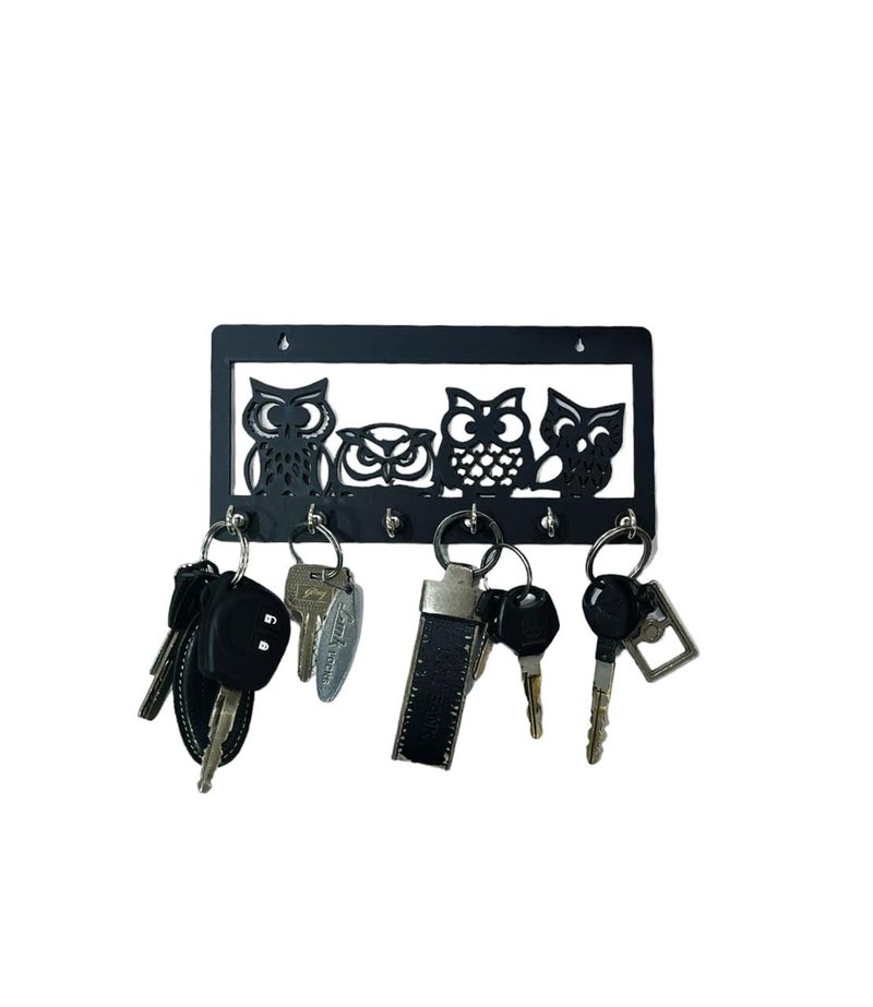 Akshiv Exports Lasercut Key Chain Stand Key Chain Holders for Wall Home Decor Items Best Gifting Items Wood Keys Organizer Decorative Key Holder Tom Jerry 4 Owls  - Image 1