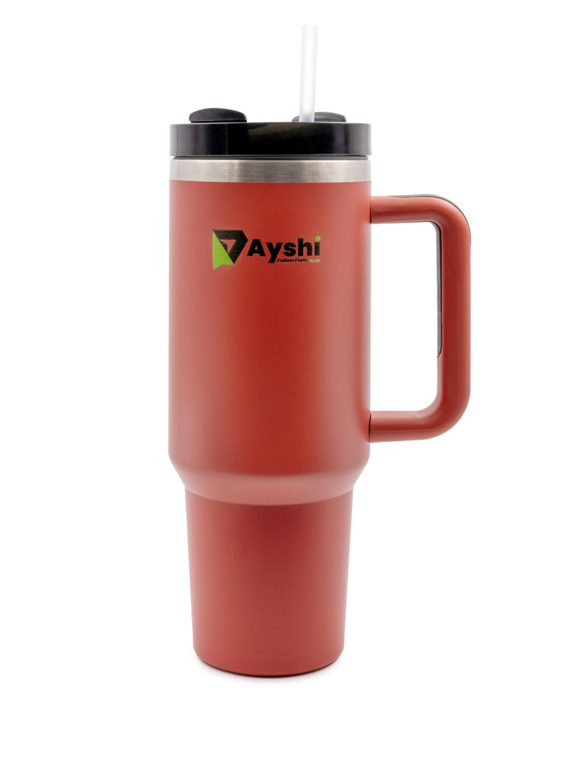Ayshi Quencher H2.0 FlowState Stainless Steel Vacuum Insulated Tumbler with Lid and Straw for Water, Iced Tea or Coffee, Smoothie and More 40oz