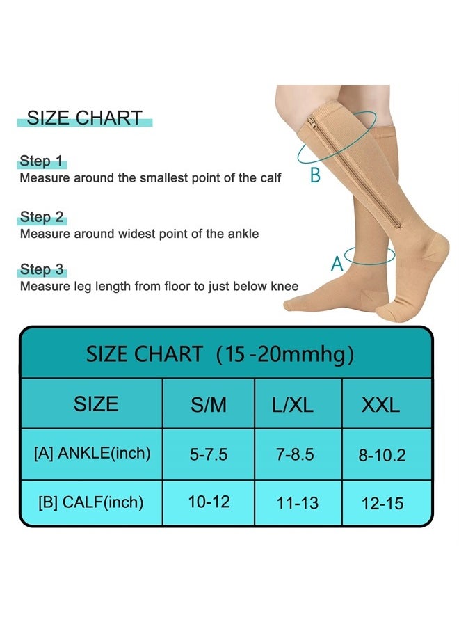 Athbavib 2 Pairs Zipper Compression Socks, 15-20 mmHg Closed Toe Compression Stocking with Zipper for Women and Men  - Image 5