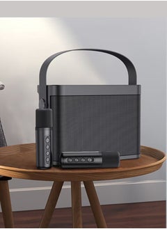 DLP Karaoke Machine with 2 Wireless Microphones, Portable Bluetooth Speaker (Pro), featuring Big Sound and Rich Bass, with Sound Effect Changing Function via TF Card and USB Flash Drive, 2000mAh Built-in Battery, 5 Hours of Playtime, and Bluetooth Connectivity.  - Image 1