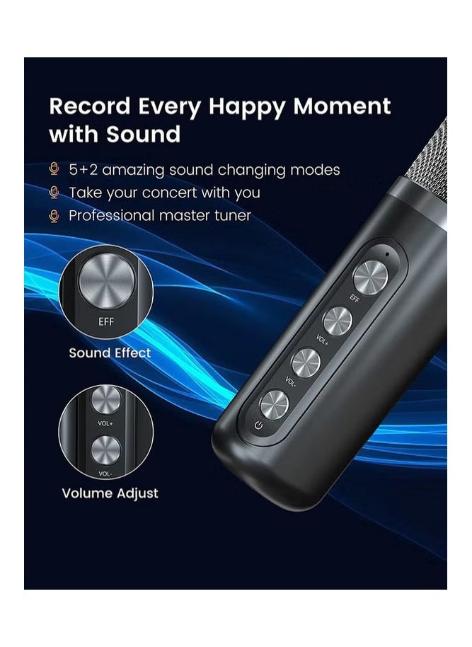 DLP - Karaoke Machine with 2 Wireless Microphones, Portable Bluetooth Speaker (Pro), featuring Big Sound and Rich Bass, with Sound Effect Changing Function via TF Card and USB Flash Drive, 2000mAh Built-in Battery, 5 Hours of Playtime, and Bluetooth Connectivity. - Image 1