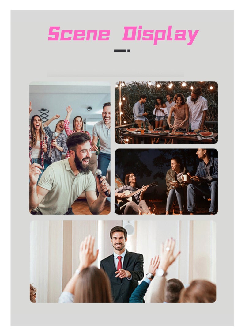 DLP - Karaoke Machine with 2 Wireless Microphones, Portable Bluetooth Speaker (Pro), featuring Big Sound and Rich Bass, with Sound Effect Changing Function via TF Card and USB Flash Drive, 2000mAh Built-in Battery, 5 Hours of Playtime, and Bluetooth Connectivity. - Image 1