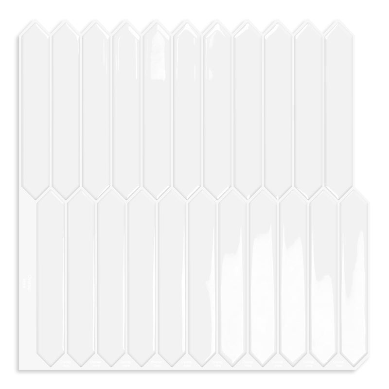 MOONFUN White Long Hexagon Tile Peel and Stick Backsplash, 10 Sheets Self-Adhesive Wall Tiles Stick on Back Splash for Kitchen, Bathroom, Fireplace,RV(12"Ã—12") - Image 1