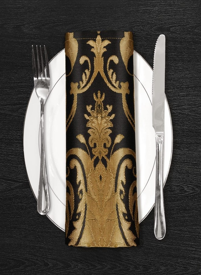 Loom and Mill Luxury Cloth Napkins 18x18 inch, 4 Pack Classic Damask Jacquard Dinner Napkins for Dining Kitchen Party Halloween Holiday Decorations, Durable Washable Table Linen Napkin(Black, 18x18in) - Image 1