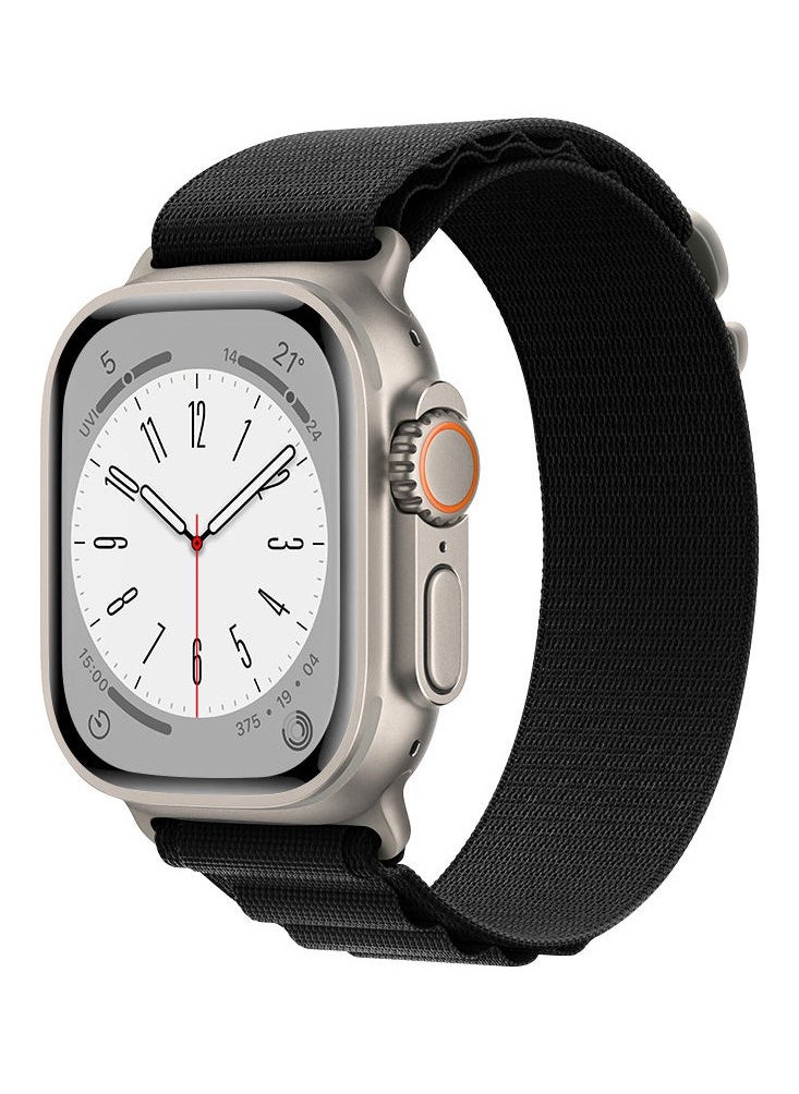 O Ozone - Alpine Loop For Apple Watch Band Series 8 42mm 44mm 45mm 49mm Nylon Sports Solo Loop Stretch Woven Straps For iWatch Series 8/7/6/5/4/3/2/1/SE/Ultra - Black - Image 1