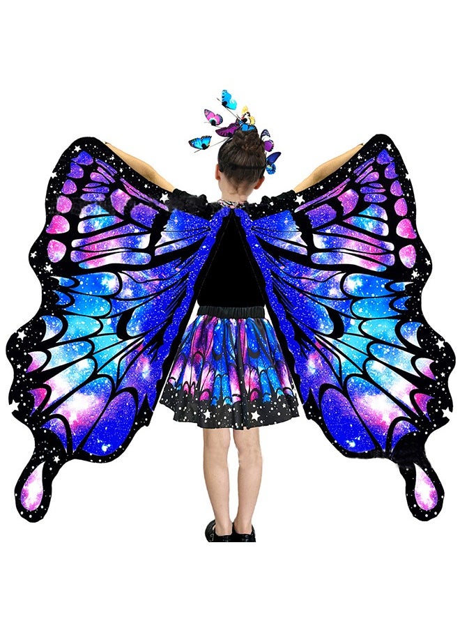 Al Aoyama Butterfly Wings for Girls Butterfly Costume for Halloween Party Kids Fairy Wing with Mask and Headband and skirt，3PCS Butterfly Cape Set  - Image 2