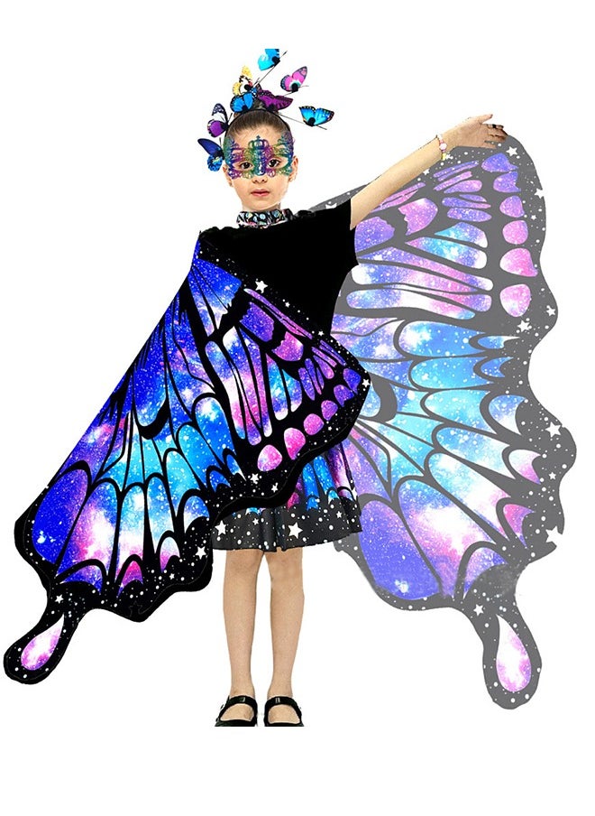 Al Aoyama Butterfly Wings for Girls Butterfly Costume for Halloween Party Kids Fairy Wing with Mask and Headband and skirt，3PCS Butterfly Cape Set  - Image 3