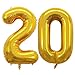 GOER Number 20 Balloons for 20th Birthday Party Decorations42 Inch Jumbo Foil Helium Balloons for 20th Anniversary Gold - Image 3
