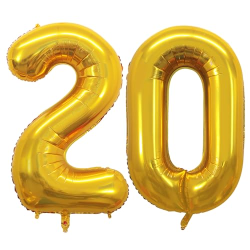 GOER Number 20 Balloons for 20th Birthday Party Decorations42 Inch Jumbo Foil Helium Balloons for 20th Anniversary Gold - Image 1