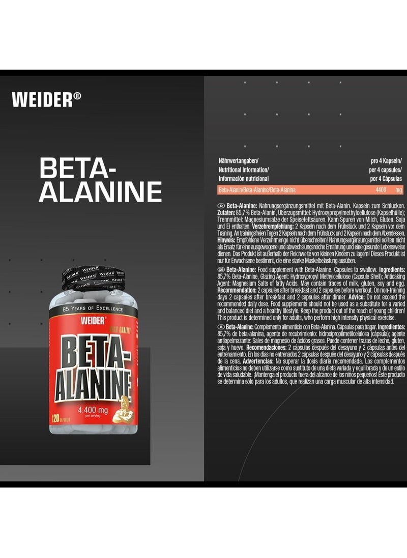Weider - Weider Beta Alanine 4.400mg 120 Capsules 30 Servings - Image 1