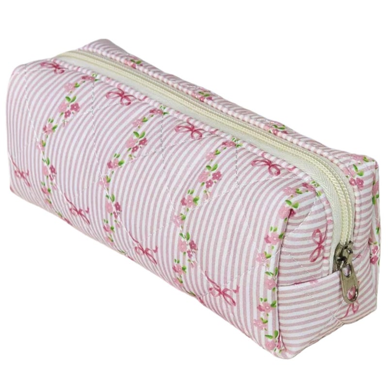 Carry bloom Pencil Pouch Cute Pencil Case for Girls Aesthetic Pencil Bag with Zipper Pen Cases School Supplies Makeup Bag (10 floral bow) - Image 1