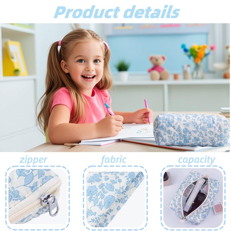 Carry bloom Pencil Pouch Cute Pencil Case for Girls Aesthetic Pencil Bag with Zipper Pen Cases School Supplies Makeup Bag (10 floral bow) - Image 3