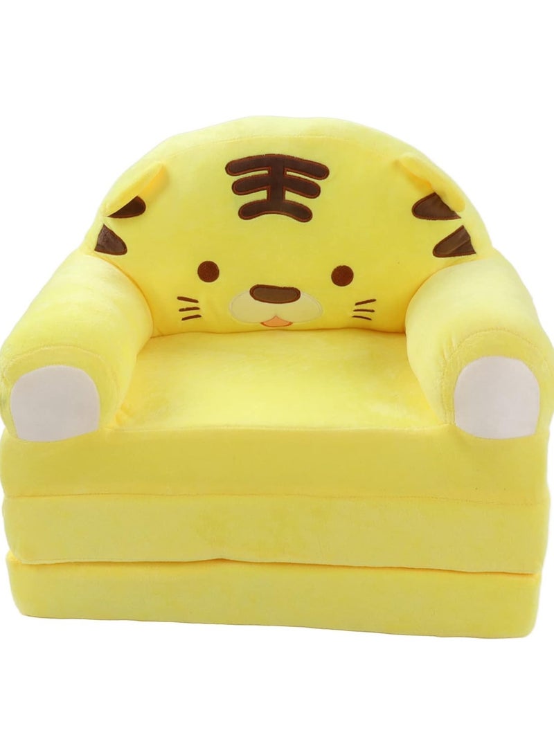 Generic Wheelchair Cushion Plush Foldable Kids Sofa – Cute Cartoon Lazy Sofa Bed for Children,Foldable Backrest Armchair with Liner Filler, Yellow  - Image 4