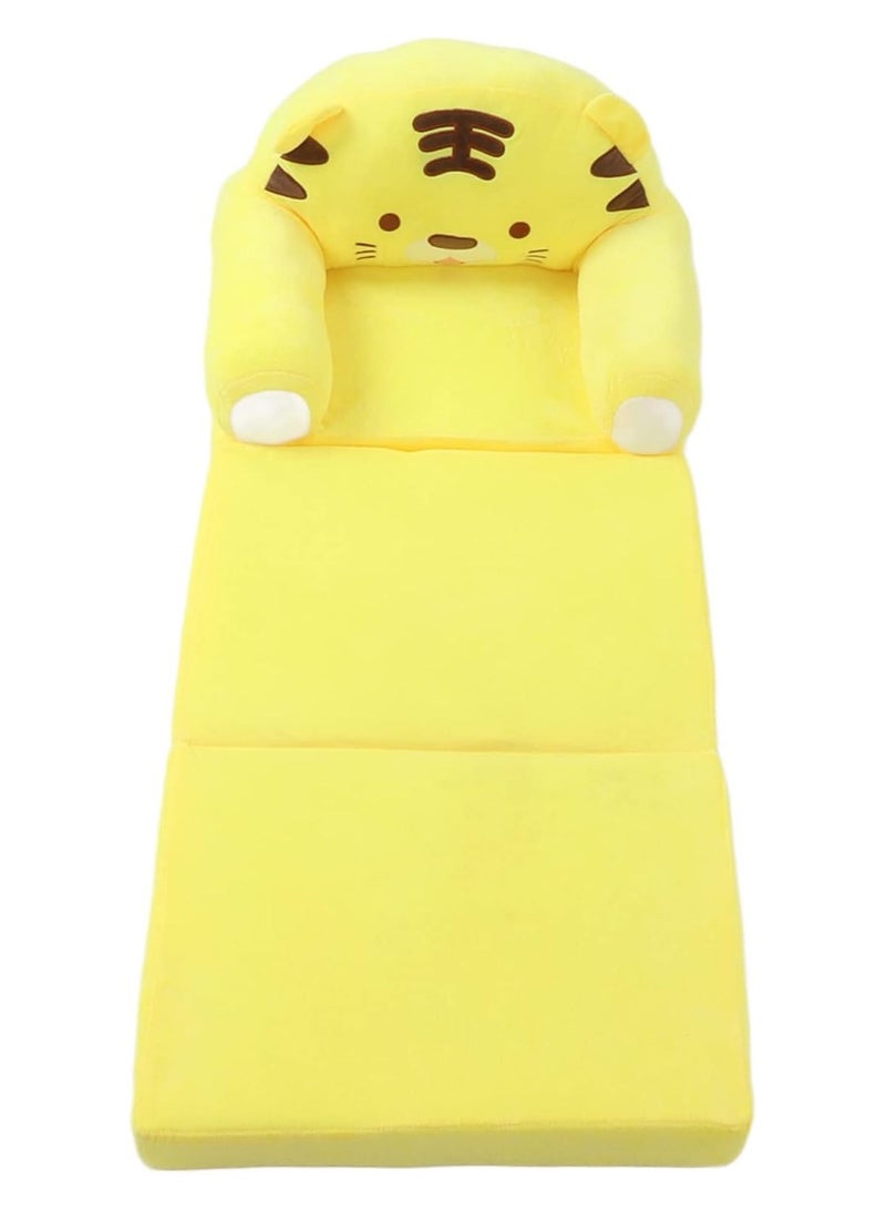 Generic Wheelchair Cushion Plush Foldable Kids Sofa – Cute Cartoon Lazy Sofa Bed for Children,Foldable Backrest Armchair with Liner Filler, Yellow  - Image 2