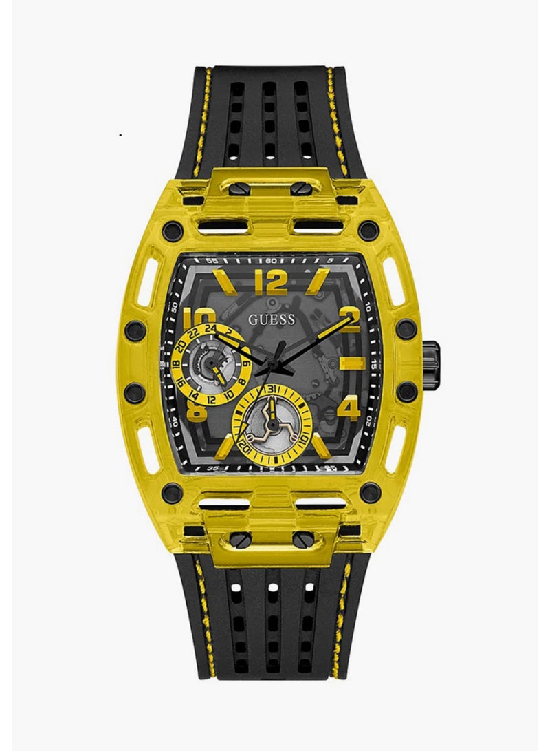 GUESS Mens Black Yellow Multi-function Watch - GW0499G2 - Image 1