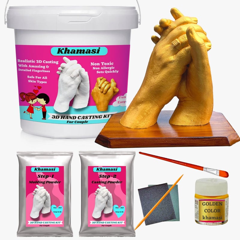 Khamasi Khamasi Hand Casting Kit 3D Couple Casting Kit Hand Mould Kit 3D Moulding Powder Clay Hand Foot Gift for Couple