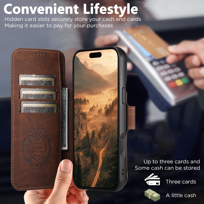 Suteni For Iphone Air Q05 2-In-1 Multi-Function Magsafe Wallet Litchi Leather Phone Case(Brown) - Image 5